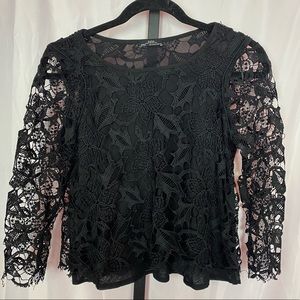 Zara Crochet Lace Overlay Blouse, size Medium
